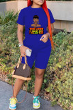 Red Fashion Casual Print Patchwork O Neck Short Sleeve Two Pieces
