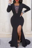 Black Hot Drill Square Collar Trumpet Mermaid Dresses