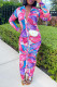 Rose Red Vacation Print Printing Shirt Collar Long Dress Dresses