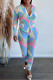 Blue Fashion Casual Print Patchwork Turndown Collar Plus Long Sleeve Pieces