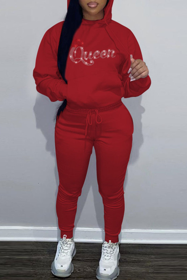 Red Casual Solid Patchwork Hot Drill Half A Turtleneck Two Pieces