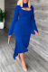 Blue Sexy Solid Patchwork O Neck Trumpet Mermaid Dresses