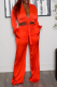 Red Casual Solid Patchwork Turndown Collar Long Sleeve Two Pieces