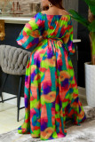 Colour Print Off the Shoulder Printed Dress Dresses