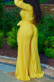 Yellow Fashion V Neck Jumpsuits