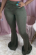 Grey Casual Solid Patchwork Boot Cut High Waist Speaker Solid Color Bottoms