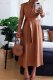 Brown Casual Mandarin Collar Dresses