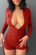 Red Fashion Sexy Print Letter V Neck Rompers
