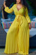 Yellow Fashion V Neck Jumpsuits