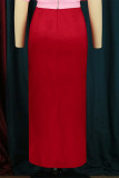 Red Fashion Casual Solid Patchwork Skinny High Waist Skirt