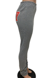 Dark Gray Casual Print Patchwork Harlan High Waist Harlan Positioning Print Bottoms