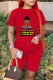 Red Fashion Casual Print Patchwork O Neck Short Sleeve Two Pieces
