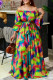 Colour Print Off the Shoulder Printed Dress Dresses