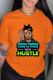 Orange Fashion Casual Print Patchwork Basic O Neck T-Shirts