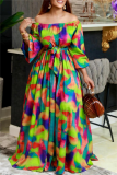 Colour Print Off the Shoulder Printed Dress Dresses