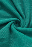 Cyan Sexy Solid Patchwork See-through Half A Turtleneck Regular Jumpsuits