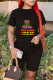 Black Fashion Casual Print Patchwork O Neck Short Sleeve Two Pieces