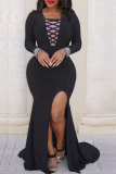 Black Hot Drill Square Collar Trumpet Mermaid Dresses