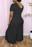 Pink Fashion Casual Solid Patchwork V Neck Regular Jumpsuits