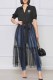 Black Fashion Sweet Print Patchwork Letter Turndown Collar A Line Dresses