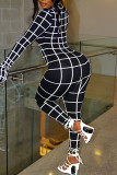 Black Street Punk Print Patchwork Half A Turtleneck Regular Jumpsuits