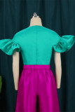 Green Fashion Casual Solid Patchwork O Neck Tops