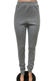 Dark Gray Casual Print Patchwork Harlan High Waist Harlan Positioning Print Bottoms