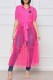 Pink Fashion Sweet Print Patchwork Letter Turndown Collar A Line Dresses