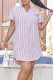 Red Casual Striped Print Patchwork V Neck Dresses