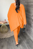 Purple Casual Solid Patchwork V Neck Long Sleeve Two Pieces