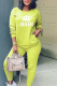 Fruit Green Fashion Print Patchwork O Neck Long Sleeve Two Pieces