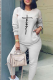 Grey Casual Print Patchwork O Neck Long Sleeve Two Pieces