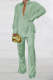 Fruit Green Casual Solid Patchwork Turndown Collar Long Sleeve Two Pieces