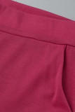 Pink Fashion Casual Solid Fold Regular High Waist Trousers