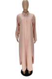 Pink Casual Solid Patchwork Turndown Collar Outerwear