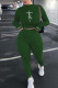 Ink Green Casual Sportswear Print Embroidered Patchwork O Neck Long Sleeve Two Pieces