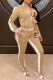 Khaki Fashion Casual Print Patchwork Letter Zipper Collar Long Sleeve Two Pieces