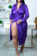 Purple Sexy Solid Patchwork Slit Turndown Collar Straight Dresses