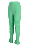 Pink Fashion Casual Solid Fold Regular High Waist Trousers