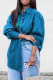 Blue Fashion Print Patchwork Turndown Collar Tops