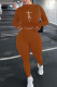 Coffee Casual Sportswear Print Embroidered Patchwork O Neck Long Sleeve Two Pieces