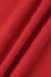 Red Sexy Casual Solid Backless Strapless Skinny Jumpsuits