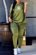 Green Fashion Casual Print Letter Oblique Collar Short Sleeve Two Pieces