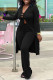 Black Sexy Solid Bandage Patchwork V Neck Long Sleeve Two Pieces
