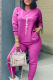 Rose Red Casual Print Patchwork O Neck Long Sleeve Two Pieces
