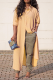 Khaki Casual Solid Patchwork Turndown Collar Outerwear