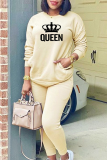 Red Bean Powder Fashion Print Patchwork O Neck Long Sleeve Two Pieces