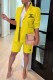Yellow Fashion Elegant Print Letter Turn-back Collar Long Sleeve Two Pieces