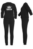 Red Bean Powder Fashion Print Patchwork O Neck Long Sleeve Two Pieces
