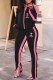 Deep Pink Fashion Casual Print Patchwork Letter Zipper Collar Long Sleeve Two Pieces